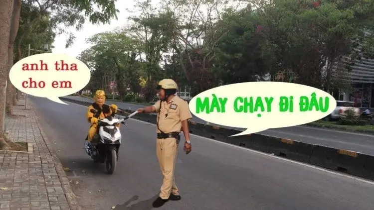 Meme công an giao thông bắt tôn ngộ không