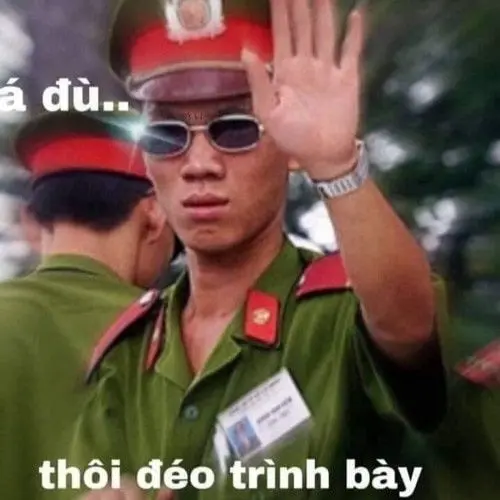 Meme công an với biểu cảm hài hước