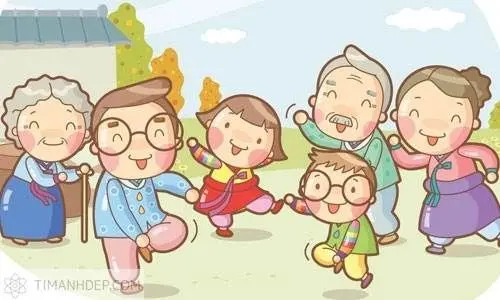 Ảnh chibi hoạt hình gia đình hạnh phúc bên nhau