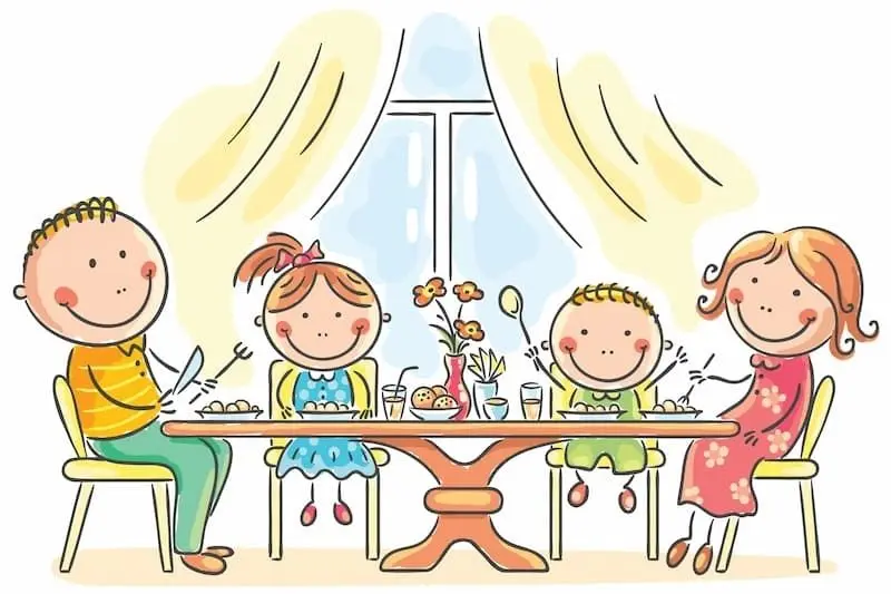 Ảnh chibi hoạt hình gia đình hạnh phúc cười rạng rỡ