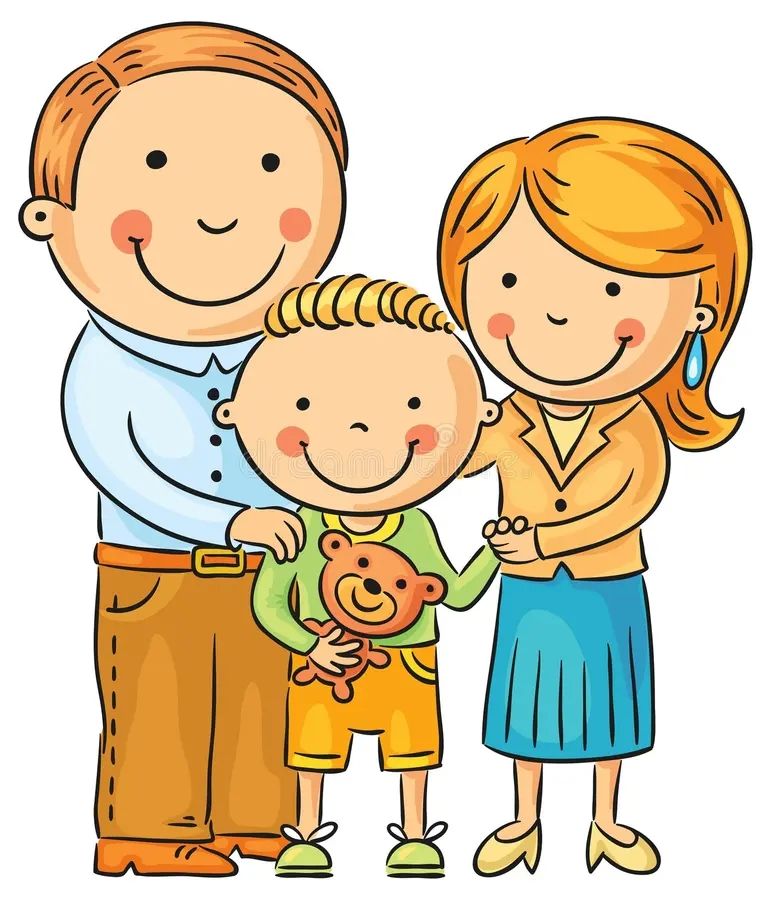 Ảnh chibi hoạt hình gia đình hạnh phúc chơi cầu lông ngoài sân