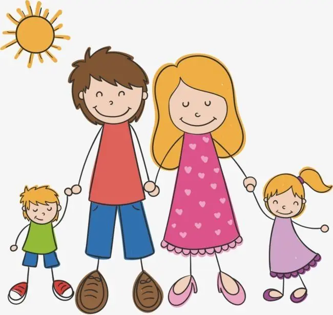 Ảnh chibi hoạt hình gia đình hạnh phúc trong buổi dạo chơi chiều