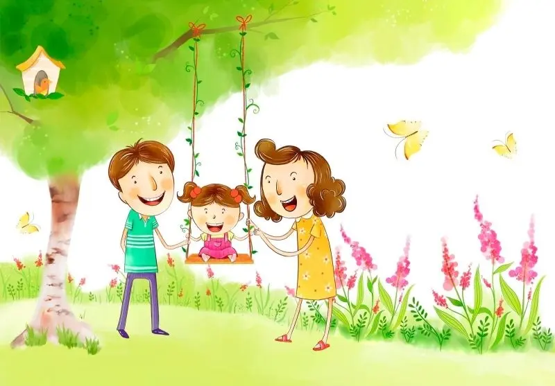 Ảnh chibi hoạt hình gia đình hạnh phúc ôm nhau dưới trời sao