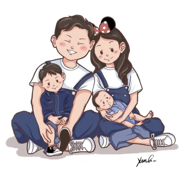 Ảnh chibi hoạt hình gia đình hạnh phúc chia sẻ khoảnh khắc ý nghĩa
