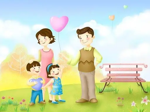 Ảnh chibi hoạt hình gia đình hạnh phúc bên ánh lửa trại