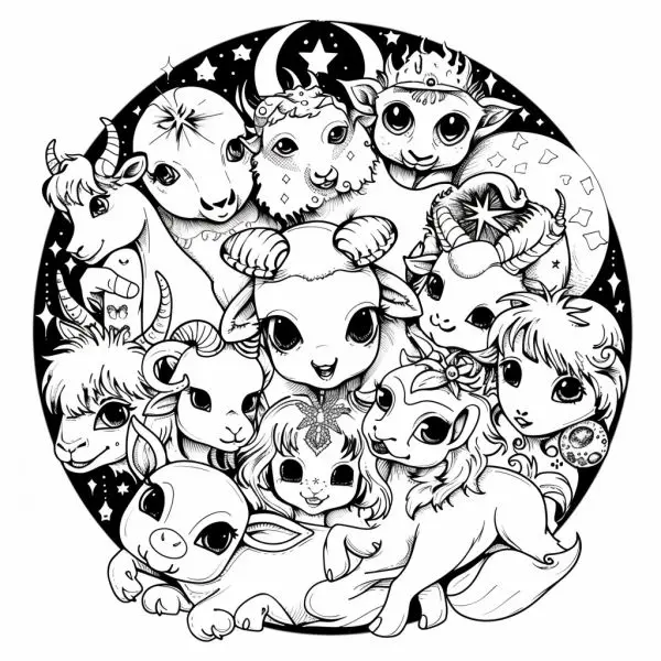 Tranh tô màu 12 cung hoàng đạo cute, hoàn hảo để bé vừa học vừa chơi.