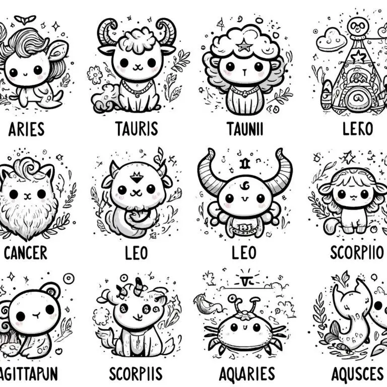 Tô màu theo phong cách chibi dễ thương cho 12 cung hoàng đạo