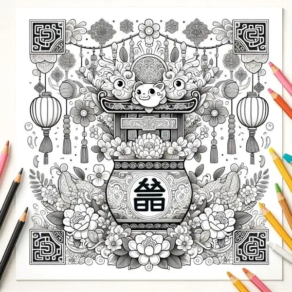 Tết thêm phần sắc màu với bộ tranh tô màu bao lì xì Tết thêm phần sắc màu với bộ tranh tô màu bao lì xì