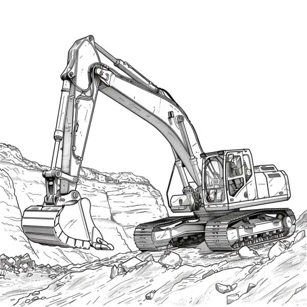Tranh tô màu máy xúc giúp bé học hỏi về công việc xây dựng.