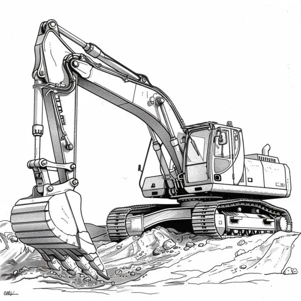 Hãy để bé thể hiện trí tưởng tượng qua tranh tô màu máy xúc.