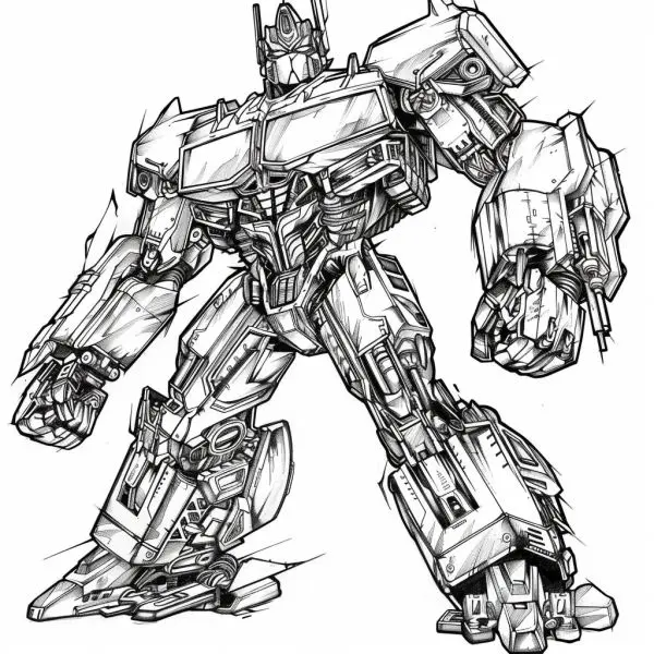 Tranh tô màu Optimus Prime cực chất, phù hợp với fan nhí của Transformers. 