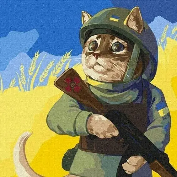 Meme cầm súng với gương mặt cương quyết