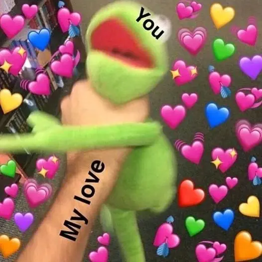 Meme tình yêu với nét mặt hóm hỉnh