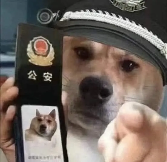 Meme công an chó chỉ tay hài hước