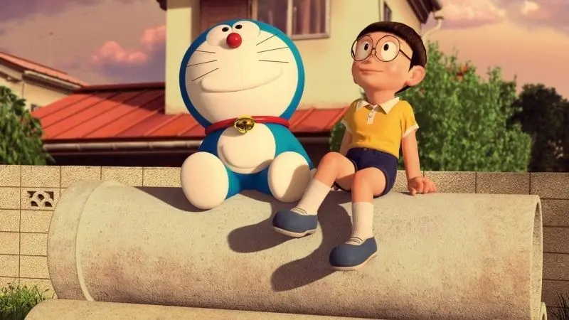 Doremon cùng Nobita và nhóm bạn bên chiếc máy bay tre. Doremon cùng Nobita và nhóm bạn bên chiếc máy bay tre.