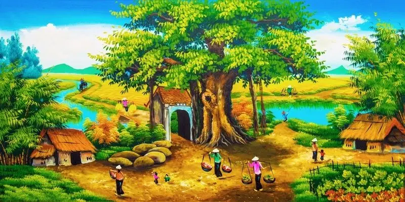Khung cảnh làng quê Việt Nam trong ánh chiều tà, một nét đẹp bình yên. Khung cảnh làng quê Việt Nam trong ánh chiều tà, một nét đẹp bình yên.