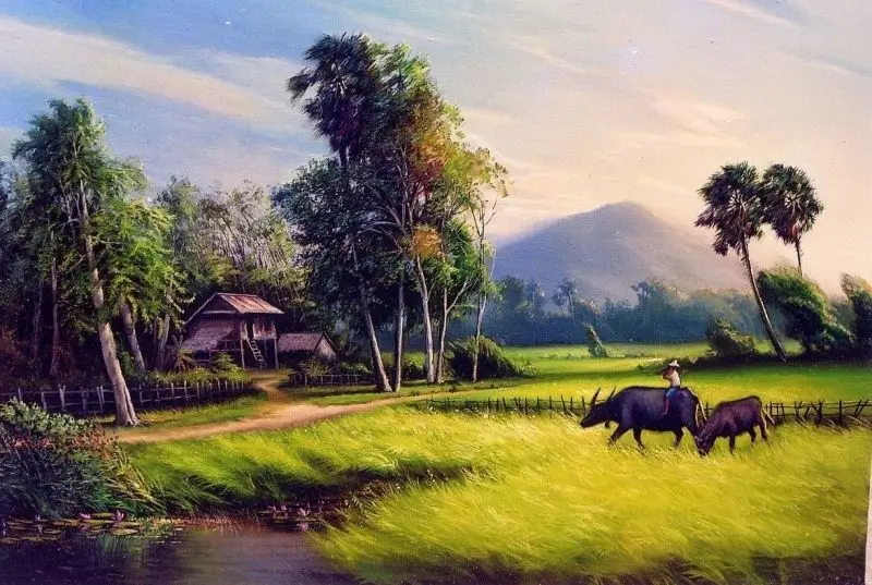 Những cánh đồng lúa xanh mướt, biểu tượng của làng quê Việt. Những cánh đồng lúa xanh mướt, biểu tượng của làng quê Việt.