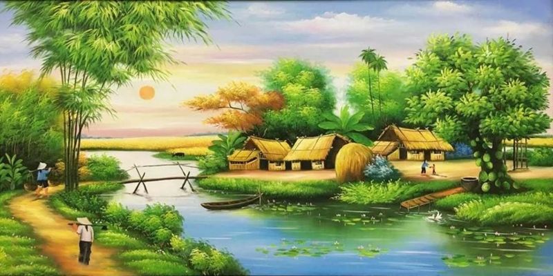 Phong cảnh làng quê Việt Nam với cánh đồng lúa bát ngát. Phong cảnh làng quê Việt Nam với cánh đồng lúa bát ngát.
