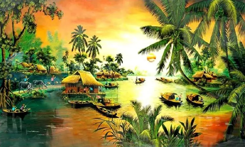 Cảnh đẹp làng quê Việt Nam với rặng tre xanh mướt bên bờ sông. Cảnh đẹp làng quê Việt Nam với rặng tre xanh mướt bên bờ sông.