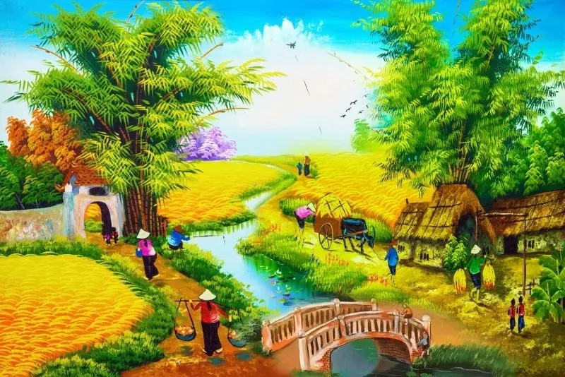 Khung cảnh làng quê Việt, sự giao thoa của thiên nhiên và đời sống. Khung cảnh làng quê Việt, sự giao thoa của thiên nhiên và đời sống.