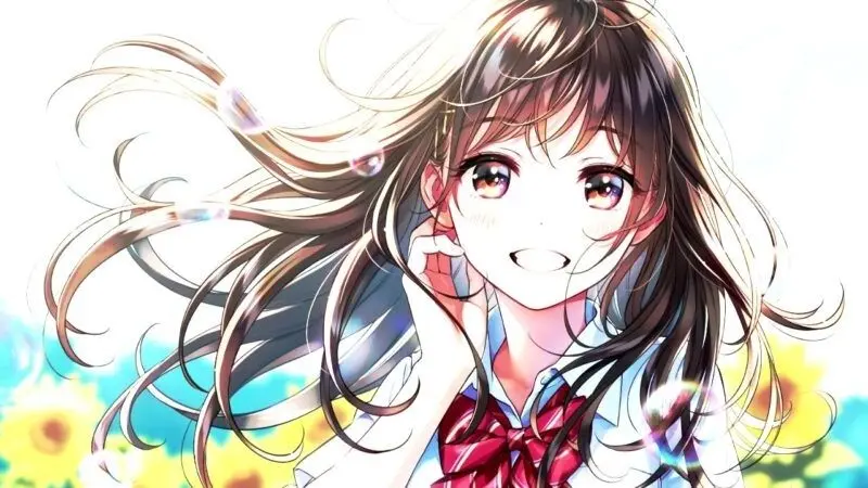 Hình nền anime cho máy tính cô gái anime nhìn về bầu trời