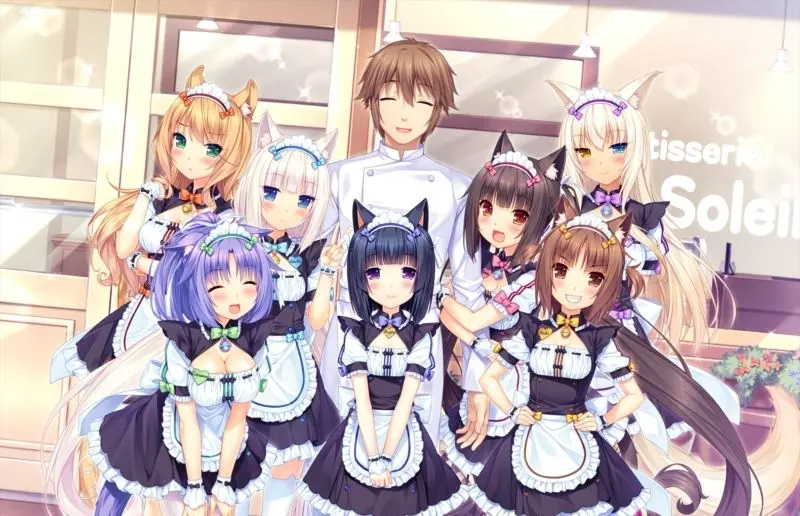 Hình nền anime cho máy tính cô gái anime đứng trong khu rừng mờ ảo