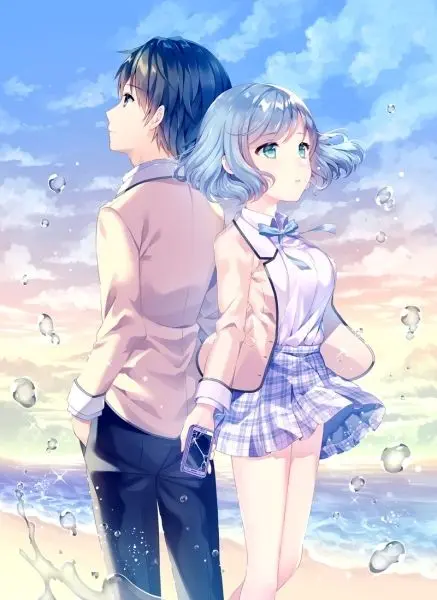 Hình nền anime cho điện thoại cô gái anime đứng bên bờ sông