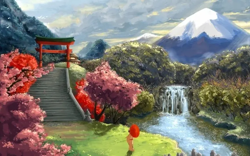 Cảnh quan Nhật Bản với vẻ đẹp bình dị và hài hòa.