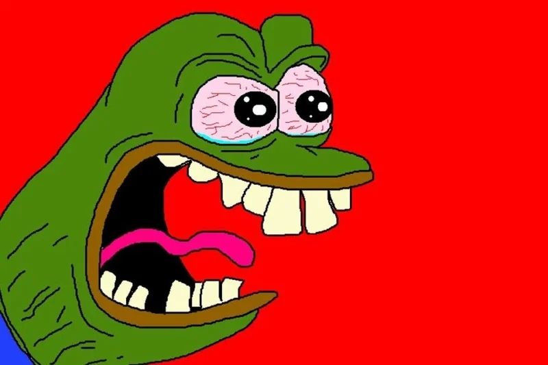 Ếch meme với biểu cảm ngạc nhiên, hài hước
