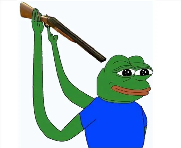 Ếch meme cầm súng hài hước và thú vị