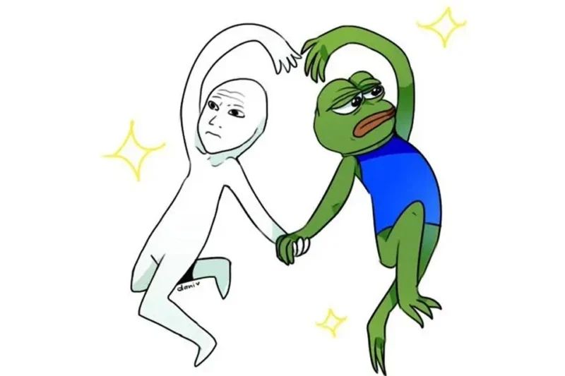 Ếch meme tạo hình trái tim hài hước và độc đáo
