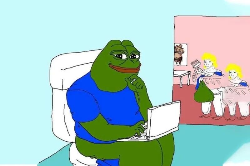 Ếch meme ngồi nhà vệ sinh hài hước