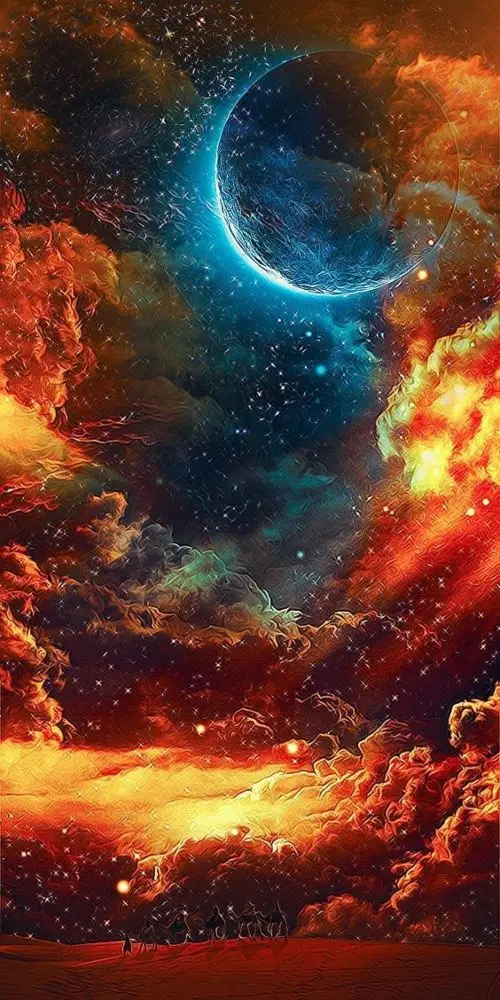 Hình nền điện thoại vũ trụ với các hành tinh xa xôi