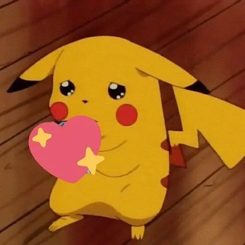 Pikachu meme mặt buồn với trái tim