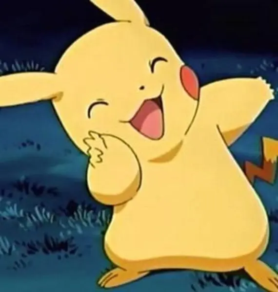 Pikachu cười dơ tay siêu cute