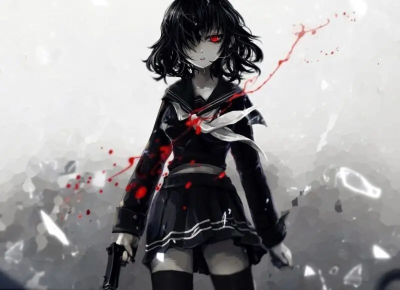Hình nền anime nữ với trang phục dễ thương cho máy tính