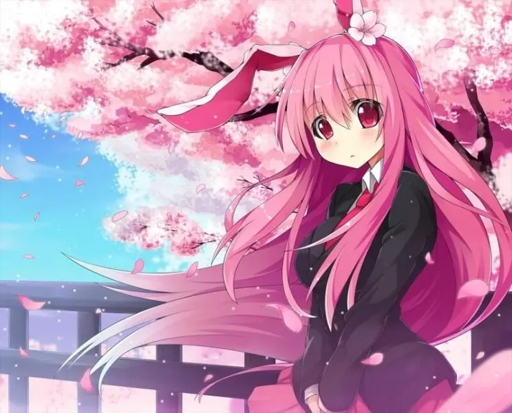 Hình nền anime nữ với tóc dài và thanh thoát cho laptop