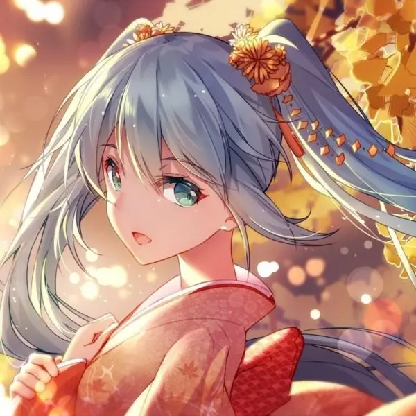 Hình nền anime nữ dễ thương với môi cười tươi cho laptop