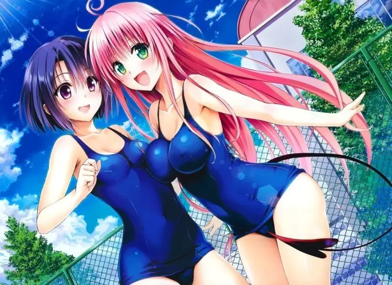 Hình nền anime nữ xinh đẹp với hoa văn cho laptop