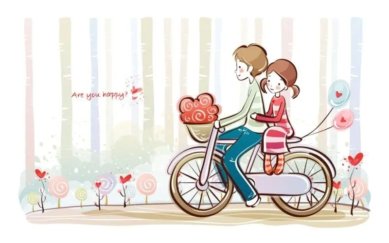 Hình nền tình yêu dễ thương với hình vẽ chibi dễ thương
