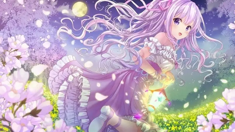Hình nền anime dễ thương với cô gái tóc hồng Hình nền anime dễ thương với cô gái tóc hồng