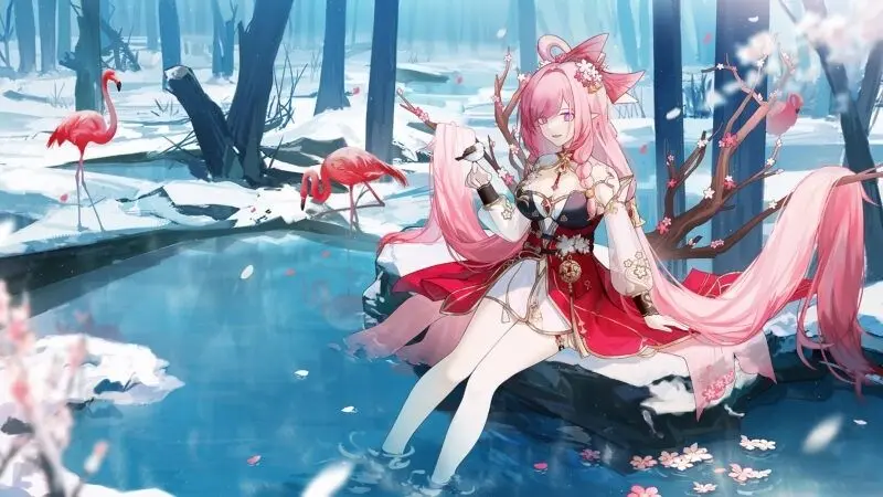 Anime dễ thương cô gái tóc hồng Anime dễ thương cô gái tóc hồng