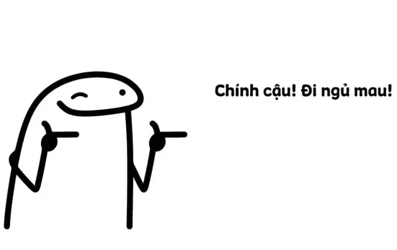 Meme đi ngủ chế hoạt hình với biểu cảm buồn cười