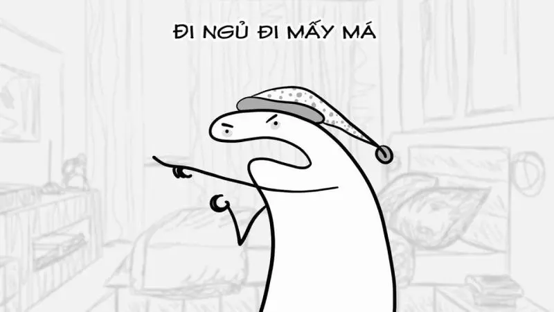Meme đi ngủ chế hoạt hình gây tiếng cười