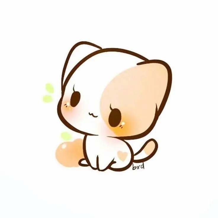 Ảnh chibi béo với chú mèo phúng phính siêu đáng yêu.