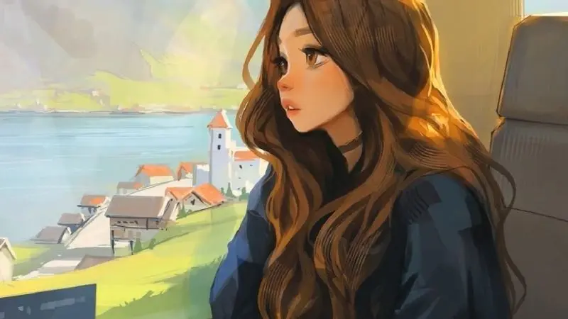 Hình ảnh người ngắm cảnh từ cửa sổ xe lửa, gợi cảm giác phiêu du.