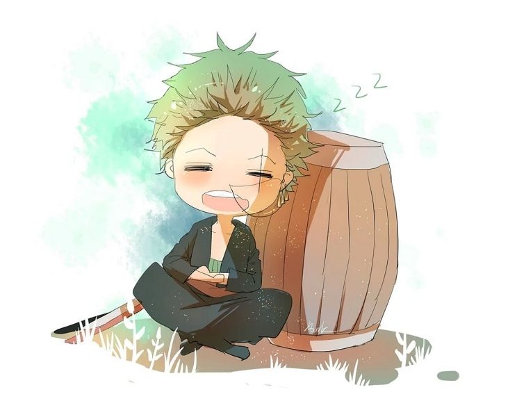 Ảnh Zoro chibi ngầu nhất trong khung cảnh hoàng hôn