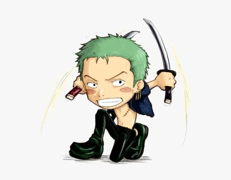 Ảnh Zoro chibi ngầu nhất đứng bên thuyền