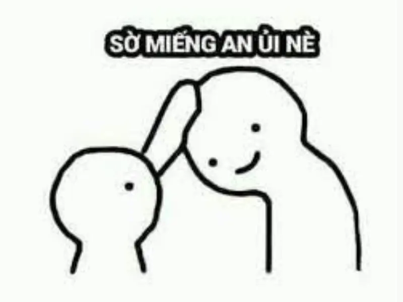 Meme sờ miếng an ủi, hài hước