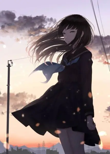 Hình ảnh buồn anime với đôi mắt sâu thẳm